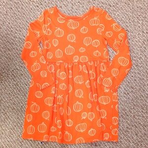 Cat & Jack Girls Halloween Pumpkin Long Sleeve Dress - 5T